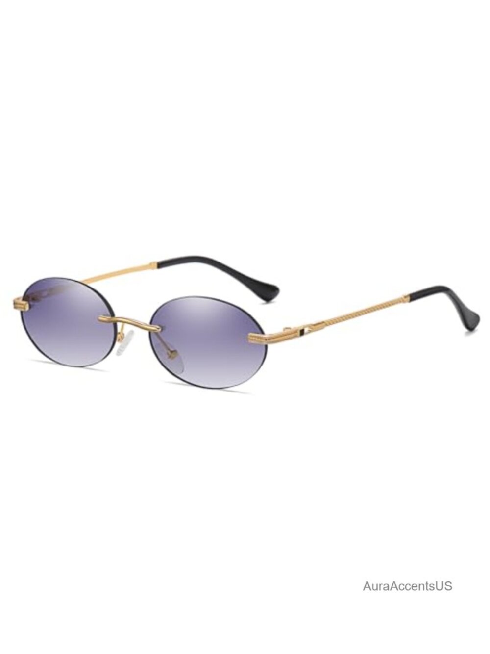 Rimless Metal Frame Oval Sunglasses UV400 Retro High Fashion Shades